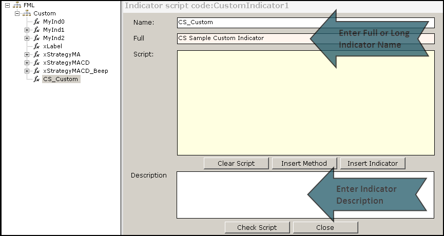 Swordfish Custom Indicator Editor